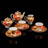 Купить Сервиз чайный "Щедрая осень", на 3 персоны (12 предметов), автор рисунка Н.Б. Гусева, автор формы С.Е. Яковлева, фарфор, роспись, золочение, Ленинградский фарфоровый завод (ЛФЗ), СССР, 1960-1969 гг.