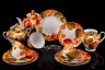 Купить Сервиз чайный "Щедрая осень", на 3 персоны (12 предметов), автор рисунка Н.Б. Гусева, автор формы С.Е. Яковлева, фарфор, роспись, золочение, Ленинградский фарфоровый завод (ЛФЗ), СССР, 1960-1969 гг.
