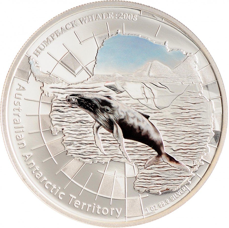 Монета австралия 1 доллар. Australian Antarctic Territory монета серебро. 1 Доллар 2008 Австралия. 1 Доллар 2008 Австралия кит. Австралийские монеты 2008 года.