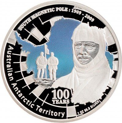Купить Австралия 1 доллар 2009 "100-лет экспедиции на Южный магнитный полюс"