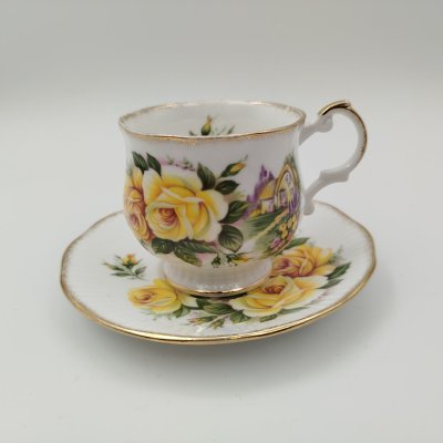 купить Кофейная пара с цветочным декором, Royal Dover, фарфор, деколь, золочение, Великобритания, 1970-1990 гг.