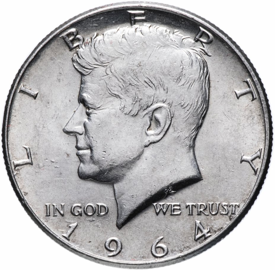 купить США 1/2 доллара (half dollar, полдоллара, 50 центов) 1964 "Кеннеди" без знака монетного двора