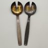 Купить Пара салатных ложек, мельхиор (медь-никель), золочение, Таллинский ювелирный завод, СССР, 1960-1990 гг.