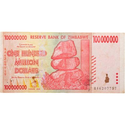 купить Зимбабве 100000000 долларов 2008 год