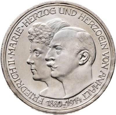купить Германская Империя 3 марки (mark) 1914 "25 лет свадьбе Фридриха II и Марии Баденской Анхальт-Дессау"