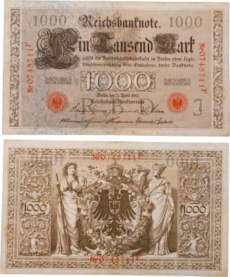 купить Германия 1000 марок 1910 красная печать