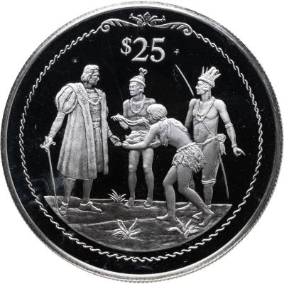 купить Британские Виргинские острова 25 долларов (dollar) 1992 "500 лет Открытию Нового Света. Аборигены преподносят подарки"