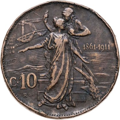 купить Италия 10 чентезимо (centesimi) 1911 "50 лет Королевству"