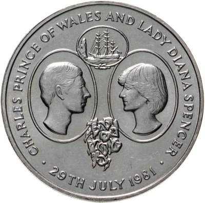 купить Остров Святой Елены 25 пенсов (pence) 1981 свадьба принца Чарльза и леди Дианы медно-никелевый сплав