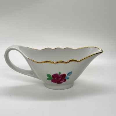 купить Соусник с цветочным декором, фарфор, деколь, золочение, Дулевский фарфоровый завод (Дулёво), СССР, 1970-1990 гг.
