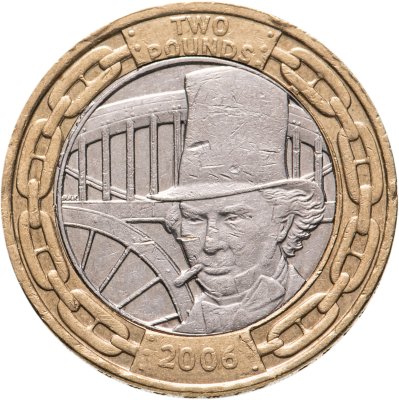 купить Великобритания 2 фунта (pounds) 2006 "200 лет со дня рождения Изамбарда Кингдома Брюнеля - Королевский мост Альберта"