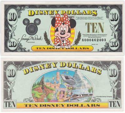 купить США 10 Дисней долларов 1993 серия АА в конверте