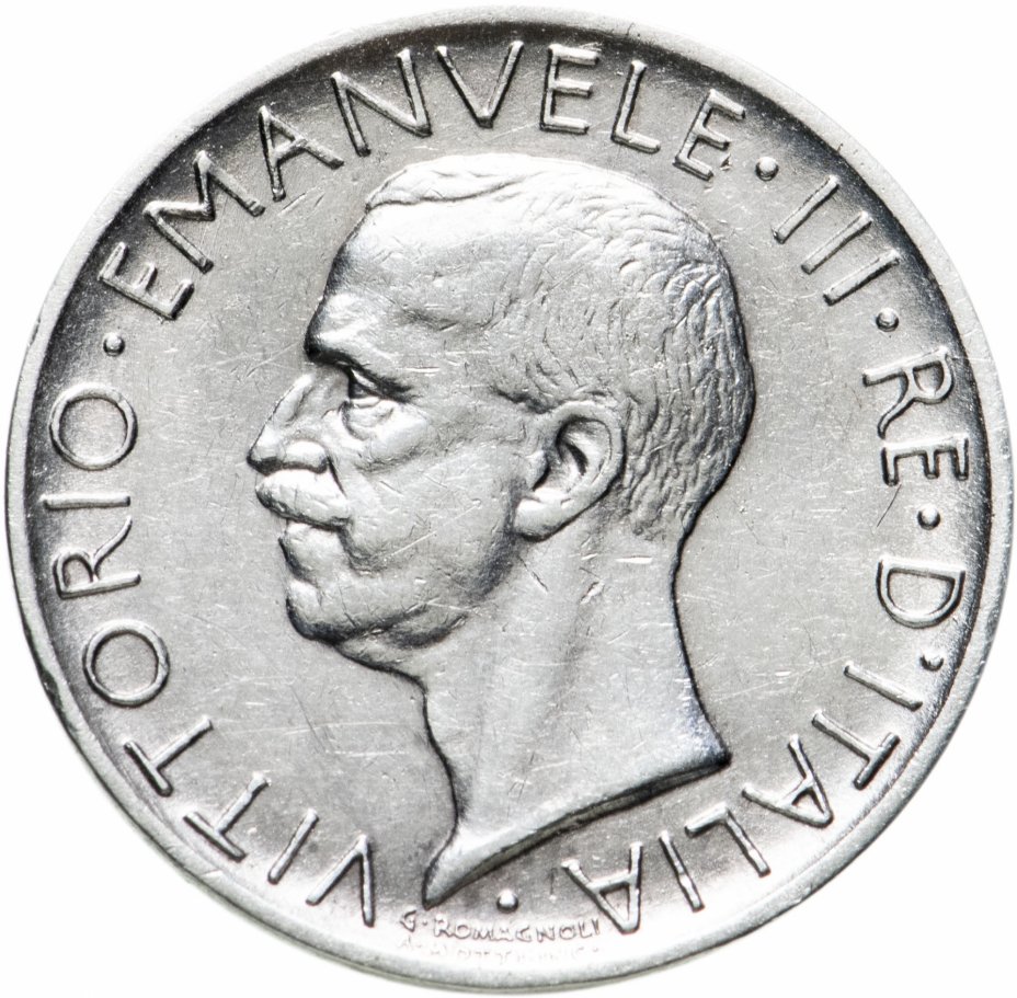 Монета Италия 5 лир 1929 стоимостью 1350 руб.