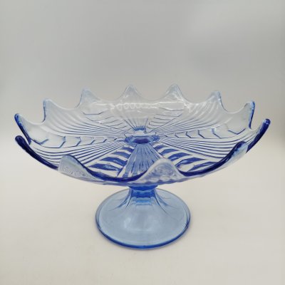 купить Фруктовница синего цвета с фигурным бортом, стекло, СССР, 1950-1980 гг.