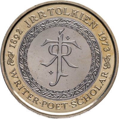 купить Великобритания 2 фунта 2023 "Жизнь и творчество Джона Рональда Руэла Толкина - автора "Властелина колец""