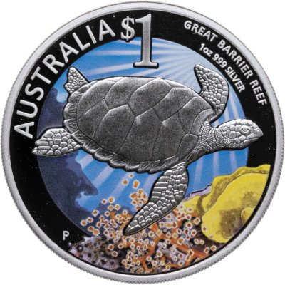 купить Австралия 1 доллар 2011 "Выставка ANDA - Брисбен - Большой барьерный риф - Зеленая морская черепаха", в футляре с сертификатом