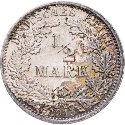 купить Германия 1/2 марки (mark) 1915, знак монетного двора: "A" - Берлин