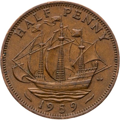 купить Великобритания 1/2 пенни 1959