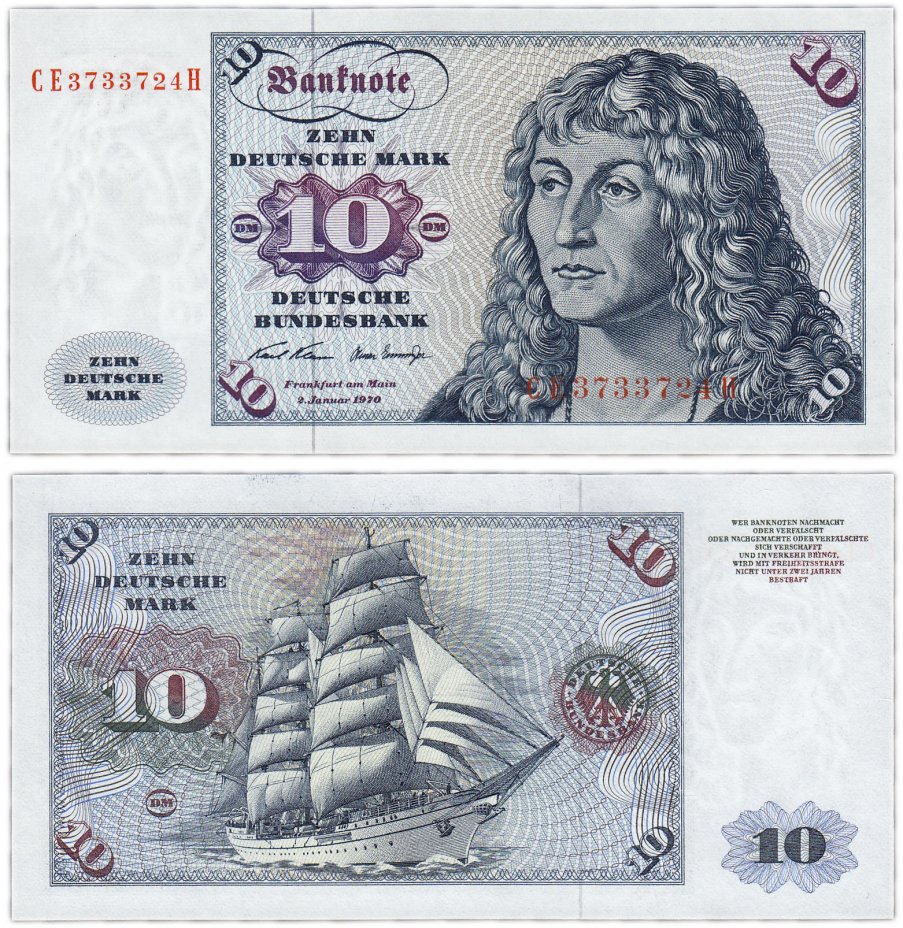 купить Германия ФРГ 10 марок 1970 (Pick 31a)
