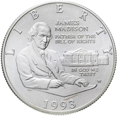 купить США 50 центов (1/2 доллара, half dollar) 1993 Джеймс Мэдисон и Билль о правах