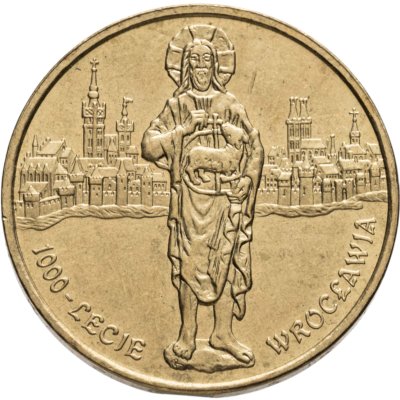 купить Польша 2 злотых 2000 "1000 лет городу Вроцлав"