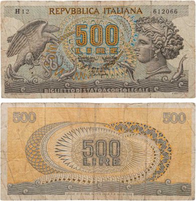 купить Италия 500 лир 1966 (1970)