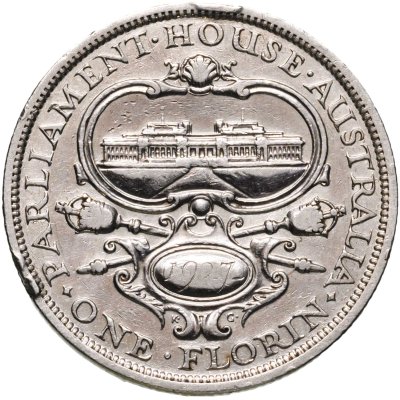 купить Австралия 1 флорин (florin) 1927 "Открытие здания парламента в Канберре"