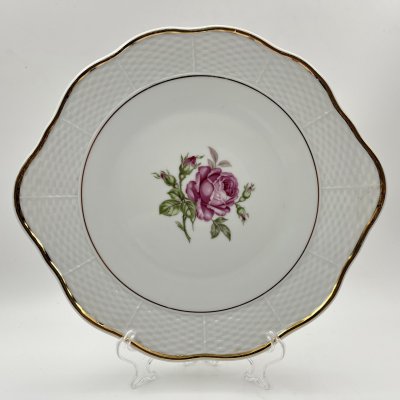 купить Блюдо с изображением розы, фарфор, деколь, золочение, Thun (Тун), Чехословакия, 1970-1992 гг.