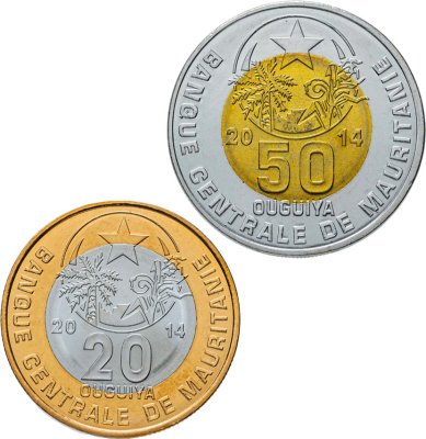 купить Мавритания 20 и 50 угий 2014 - набор из 2-х монет