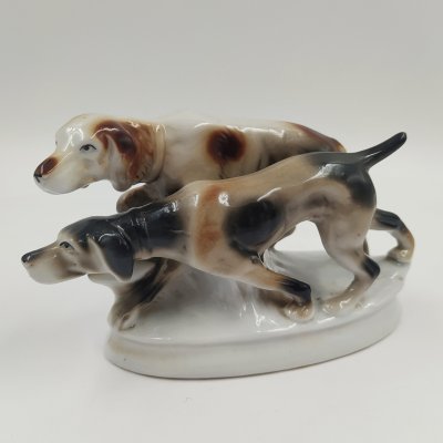 купить Статуэтка "Охотничьи собаки", фарфор, роспись, Carl Scheidig, Gräfenthal, Германия, 1906-1935 гг.