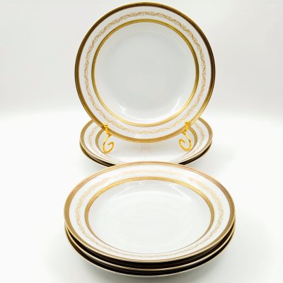 купить Набор глубоких (суповых) тарелок с растительным декором на 6 персон, серия "Charleroi-Bruxelles", фарфор, золочение, Tirschenreuth, Германия, 1969-1990 гг.