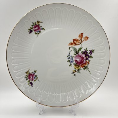 купить Блюдо сервировочное "Мейсенский букет", фарфор, деколь, золочение, Graf Von Henneberg Porzellan, 1777 Jlmenau, ГДР, 1977-1990 гг.