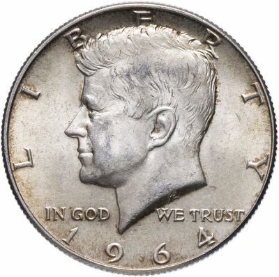 купить США 1/2 доллара (half dollar, полдоллара, 50 центов) 1964 "Кеннеди" без знака монетного двора