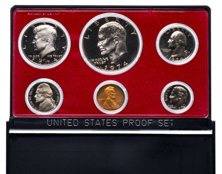 купить США годовой набор монет 1974 S (6 монет в футляре-подставке)