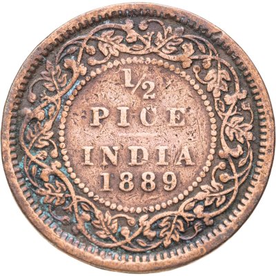 купить Индия (Британская) 1/2 пайса (pise) 1889