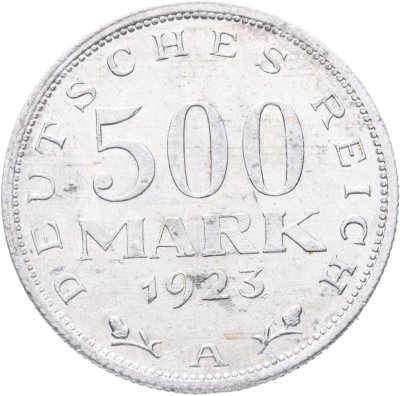 купить Германия 500 марок (mark) 1923, знак монетного двора "A"
