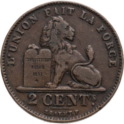 купить Бельгия 2 сантима (centimes) 1909 Надпись на французском - 'DES BELGES'