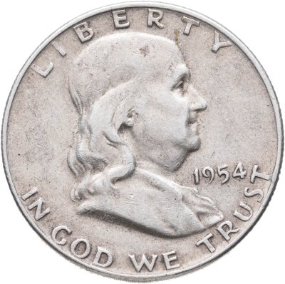 купить США 50 центов (1/2 доллара, half dollar) 1954 D Franklin Half Dollar знак монетного двора: "D" - Денвер