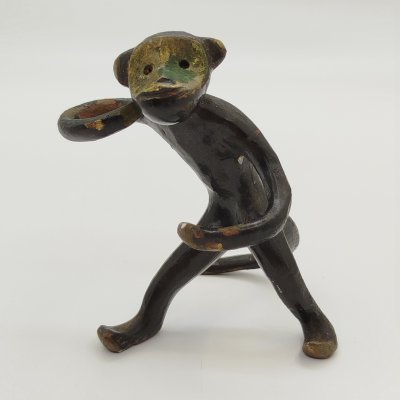 купить Статуэтка (держатель для перечницы и солонки) "Обезьяна" (с дарственной надписью), металл, золочение, гравировка, СССР, 1969 г.