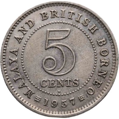 купить Малайя и Британское Борнео 5 центов (cents) 1957 H знак монетного двора "H" - Хитон, Бирмингем