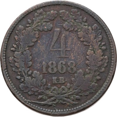 купить Австро-Венгрия 4 крейцера 1868 KB, монета для Венгрии