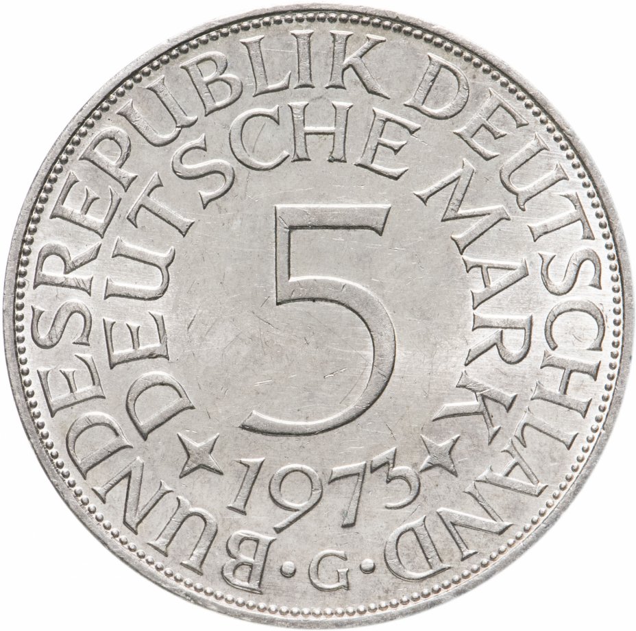 купить Германия 5 марок, 1973 Отметка монетного двора: "G" - Карлсруэ
