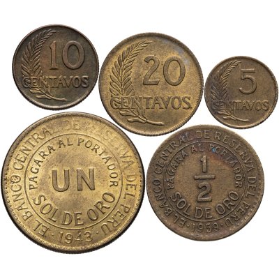 купить Перу набор монет для обращения 1943-1962