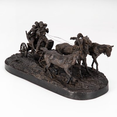 купить Скульптурная группа "Тройка", автор модели Лансере Е.А., формовщик Самолин, чугун, крашение, Каслинский чугунолитейный завод (Касли), Российская империя, 1888 г.