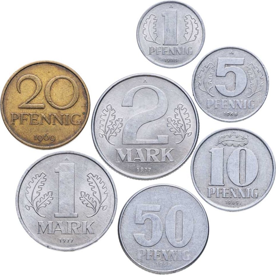 Купить Германия (ГДР) набор монет 1968-1978 (7 штук)