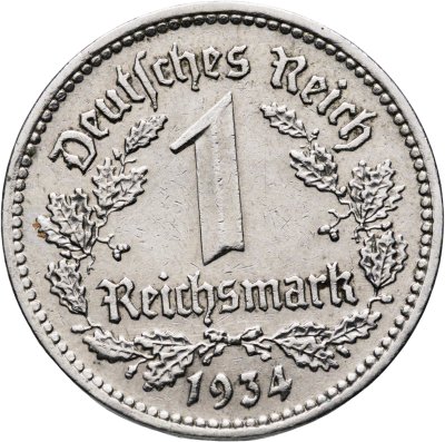 купить Германия, Третий рейх 1 рейхсмарка (reichsmark) 1934