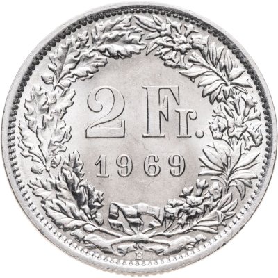 купить Швейцария 2 франка (francs) 1969