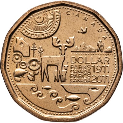 купить Канада 1 доллар (dollar) 2011 100 лет организации Парки Канады