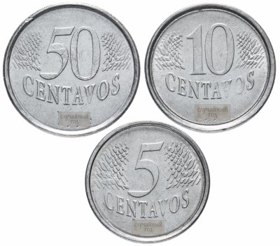 купить Бразилия набор из 3-х монет 5, 10 и 50 сентаво 1994-1997, случайная дата