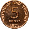 Купить США Тринидад и Тобаго, 5 центов (cents) 1971 FM знак монетного двора "FM" — The Franklin Mint